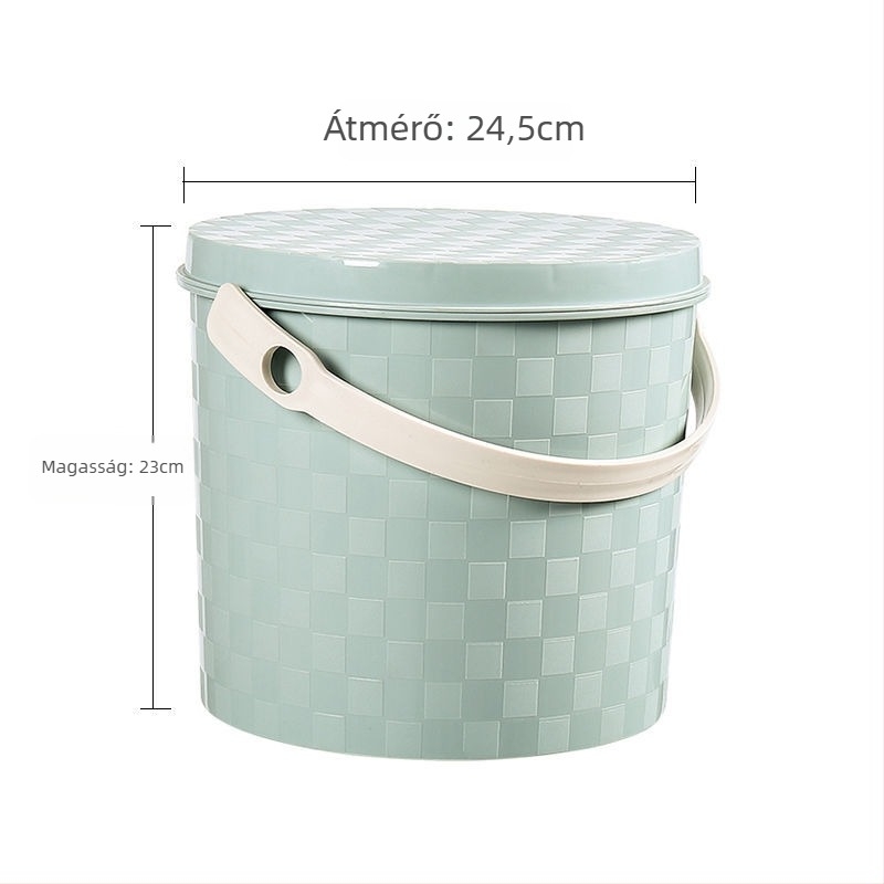 Műanyag vastagított hordozható vödör fogantyúval és fedővel, háztartási használatra, horgászathoz, autómosáshoz és tároláshoz