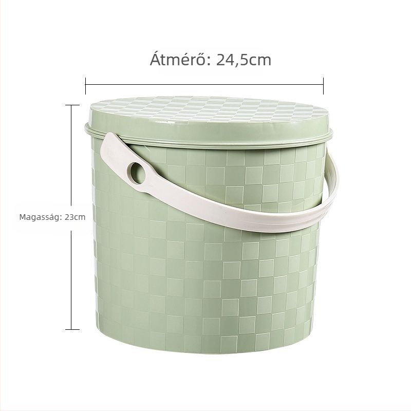 Műanyag vastagított hordozható vödör fogantyúval és fedővel, háztartási használatra, horgászathoz, autómosáshoz és tároláshoz