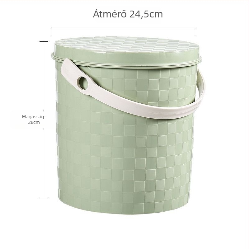 Műanyag vastagított hordozható vödör fogantyúval és fedővel, háztartási használatra, horgászathoz, autómosáshoz és tároláshoz