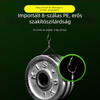 Előre kötött PE-sor kettős horgokkal, arany hüvely, Ise-Ni horogokkal, készlet