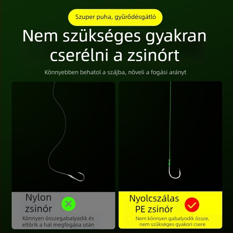 Előre kötött PE-sor kettős horgokkal, arany hüvely, Ise-Ni horogokkal, készlet