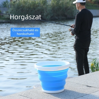 Szilikon halászati vödör — megvastagodott, hordozható, vízgyűjtésre és kézmosásra.