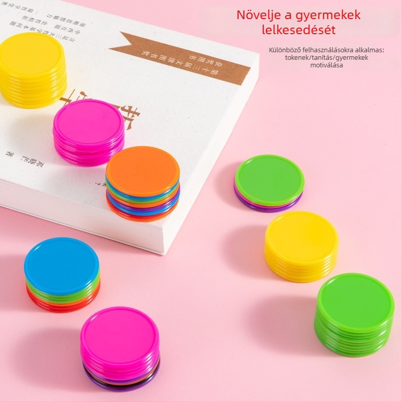 Oktatási tokenek - Műanyag kör alakú jutalmi érmék óvodások számára (testreszabás nélkül)