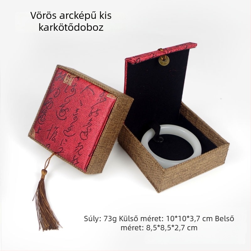Ékszerdoboz réz pénz motívummal len textúrájú felülettel, papír/karton szerkezet, karton csomagolás