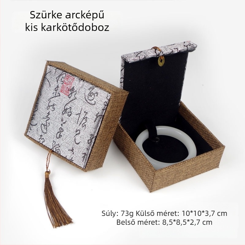 Ékszerdoboz réz pénz motívummal len textúrájú felülettel, papír/karton szerkezet, karton csomagolás