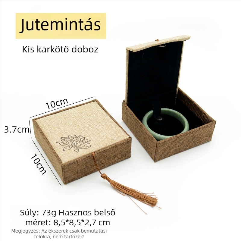 Ékszerdoboz réz pénz motívummal len textúrájú felülettel, papír/karton szerkezet, karton csomagolás