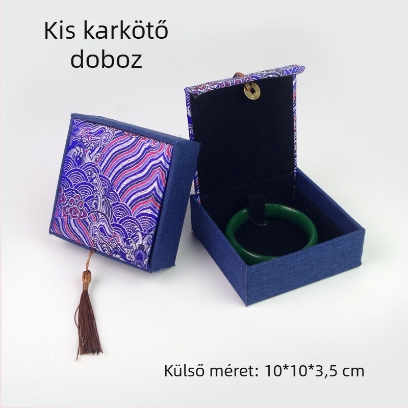 Ékszerdoboz réz pénz motívummal len textúrájú felülettel, papír/karton szerkezet, karton csomagolás