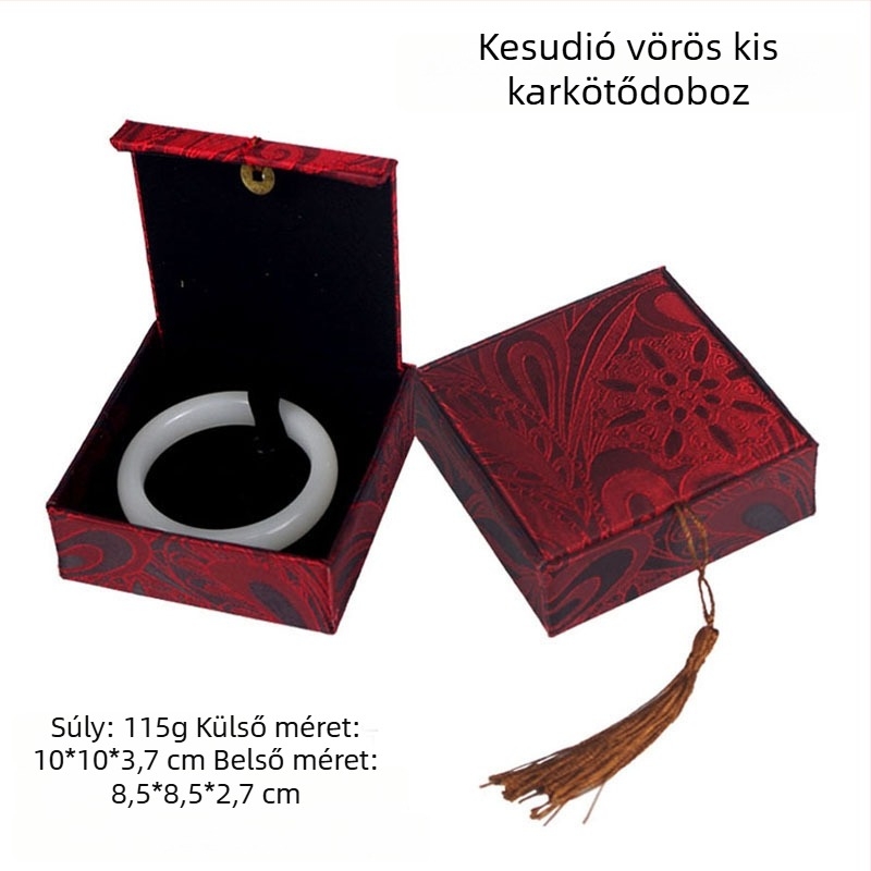 Ékszerdoboz réz pénz motívummal len textúrájú felülettel, papír/karton szerkezet, karton csomagolás