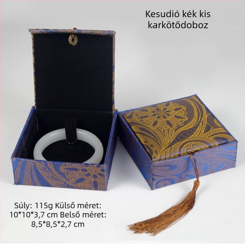 Ékszerdoboz réz pénz motívummal len textúrájú felülettel, papír/karton szerkezet, karton csomagolás