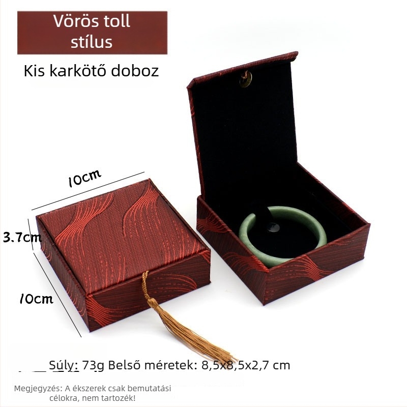Ékszerdoboz réz pénz motívummal len textúrájú felülettel, papír/karton szerkezet, karton csomagolás