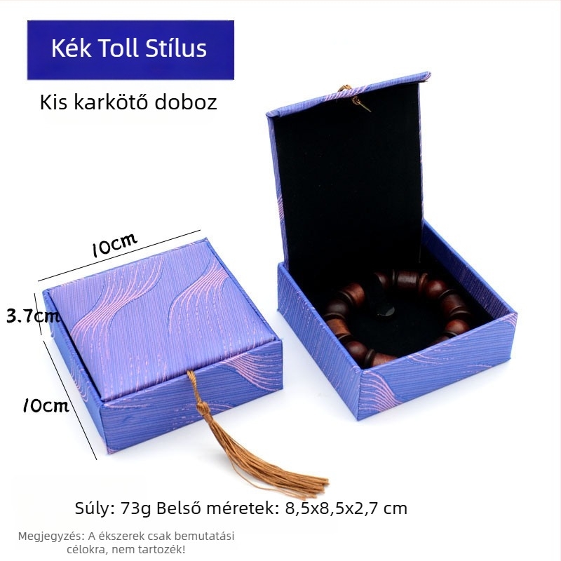 Ékszerdoboz réz pénz motívummal len textúrájú felülettel, papír/karton szerkezet, karton csomagolás