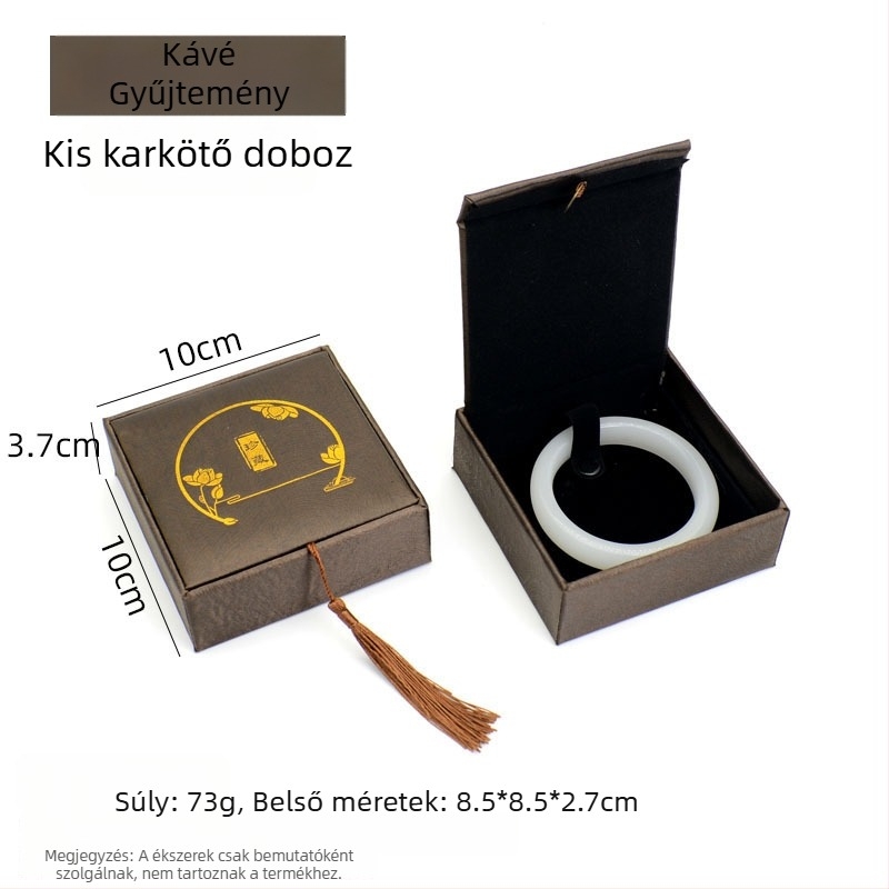 Ékszerdoboz réz pénz motívummal len textúrájú felülettel, papír/karton szerkezet, karton csomagolás