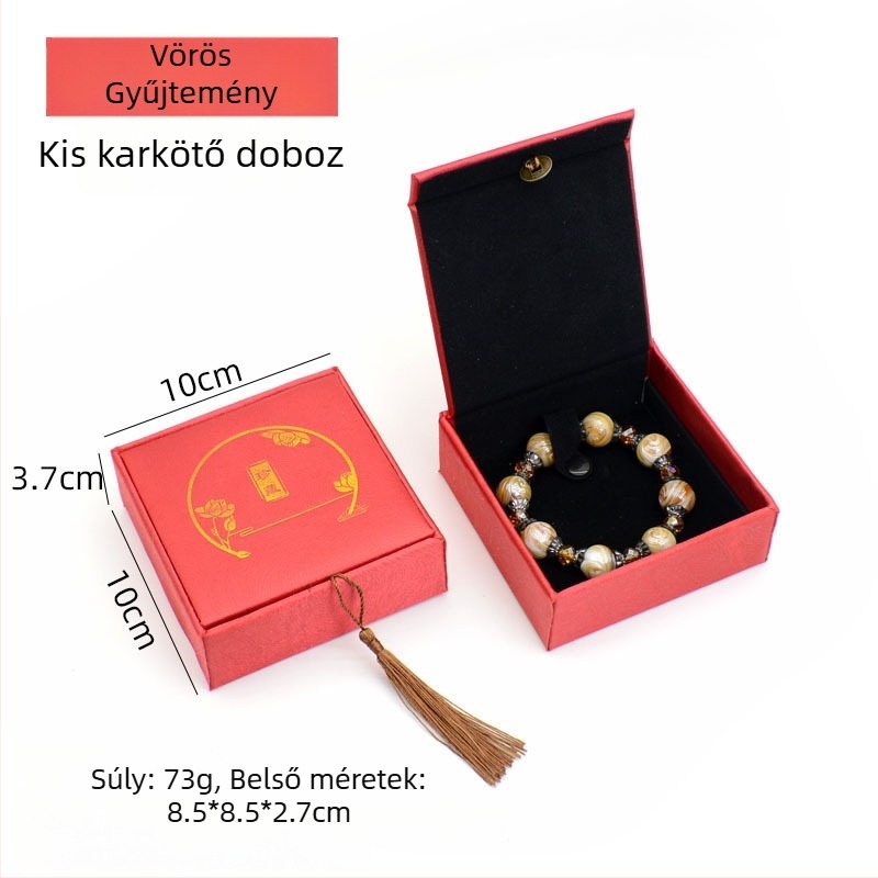 Ékszerdoboz réz pénz motívummal len textúrájú felülettel, papír/karton szerkezet, karton csomagolás