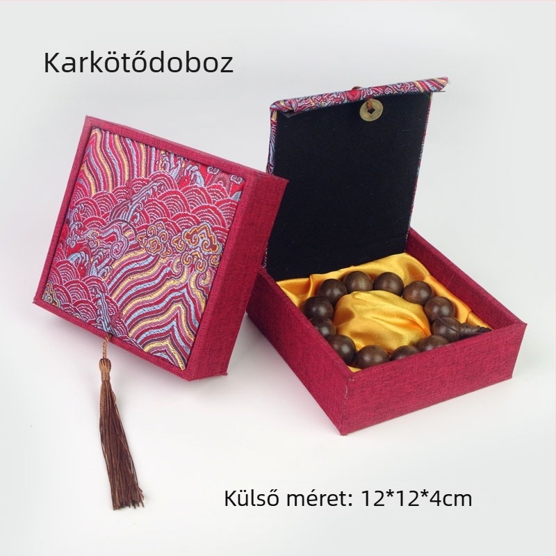 Ékszerdoboz réz pénz motívummal len textúrájú felülettel, papír/karton szerkezet, karton csomagolás