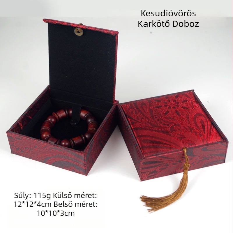 Ékszerdoboz réz pénz motívummal len textúrájú felülettel, papír/karton szerkezet, karton csomagolás