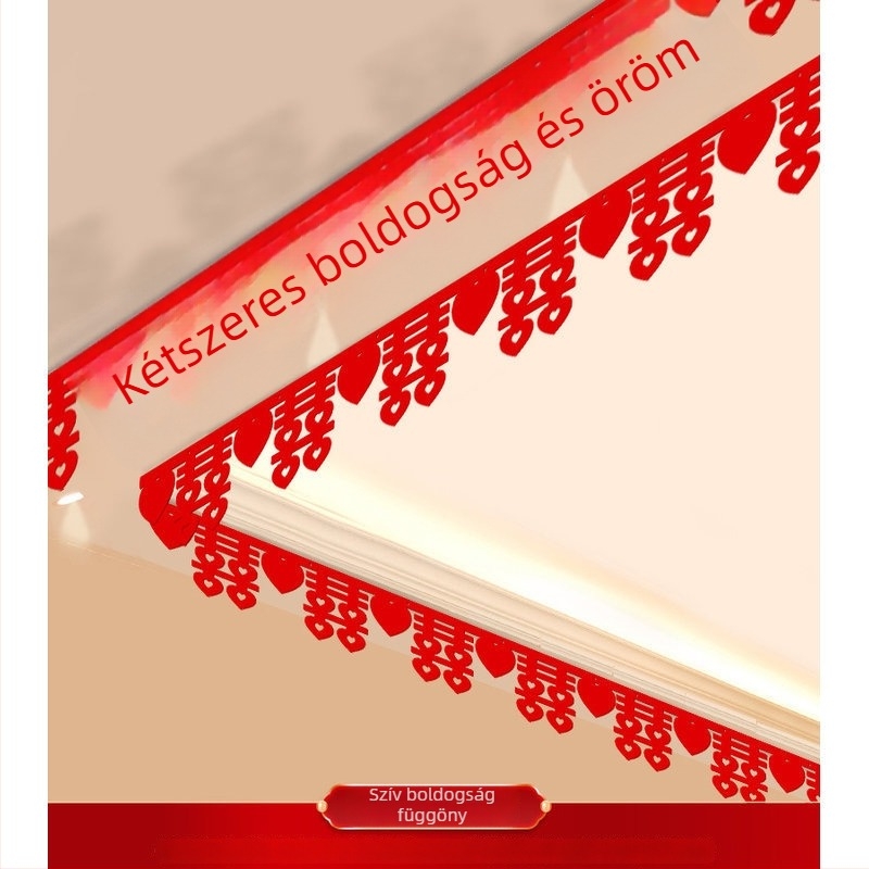 Esküvői nappali dekorációs készlet Xi karakterű girlanddal és mennyezeti függönnyel (nem szőtt anyag, szalag)