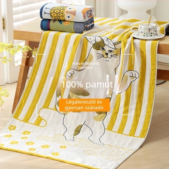Pamut gázás fürdőlepedő, négy rétegű Jacquard, 100% pamut, 32S fonal, 300–400 g