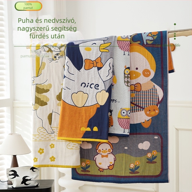 Pamut gázás fürdőlepedő, négy rétegű Jacquard, 100% pamut, 32S fonal, 300–400 g