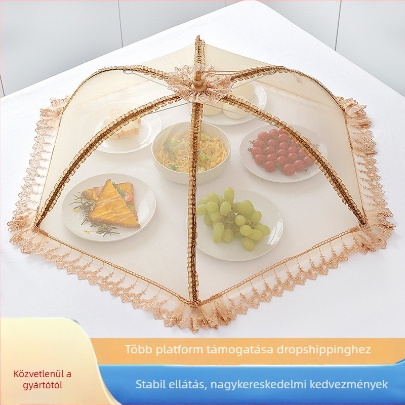 Wenwan lélegző élelmiszerfedő, összecsukható étkezőasztal fedő, hálós anyag, por- és rovarvédelmet nyújt otthoni használatra