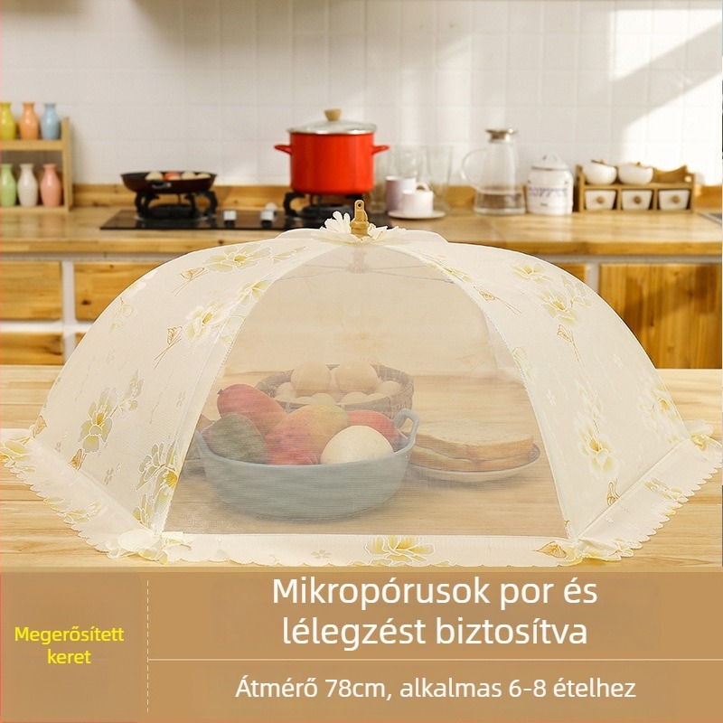 Wenwan lélegző élelmiszerfedő, összecsukható étkezőasztal fedő, hálós anyag, por- és rovarvédelmet nyújt otthoni használatra