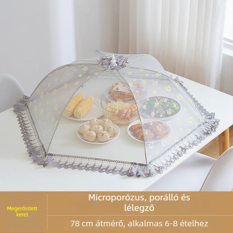 Wenwan lélegző élelmiszerfedő, összecsukható étkezőasztal fedő, hálós anyag, por- és rovarvédelmet nyújt otthoni használatra