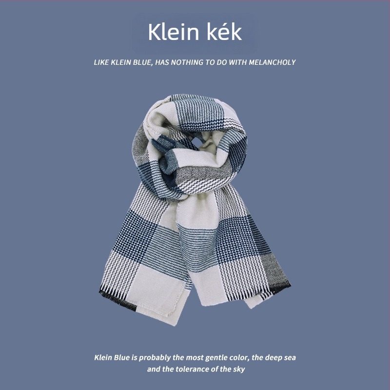 Klein kék téli sál nőknek, vastag meleg sál, divatos és sokoldalú