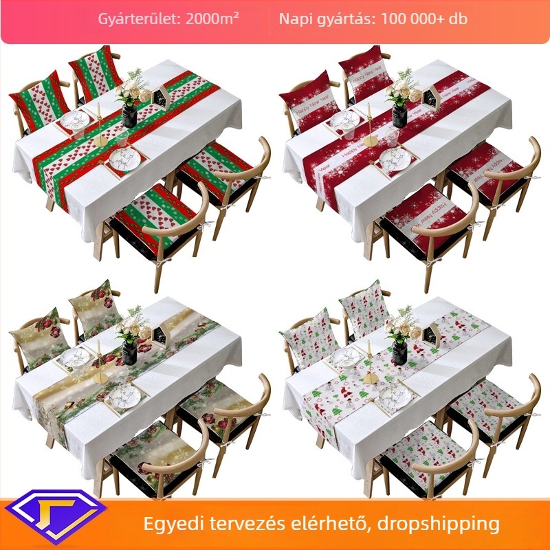 Asztali zászló készlet – Karácsonyi len dekoráció hold motívummal; Anyag: len csiszolt hátterével; Szövet tartalom: 80%; Alk komponens tartalom: 80%; Testreszabható feldolgozás