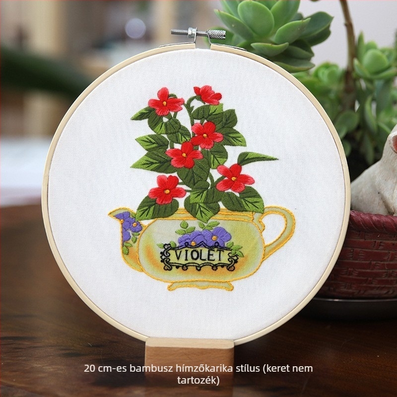 Modern virágos pillangó keresztszemes falikép – DIY hímzőkészlet kezdőknek