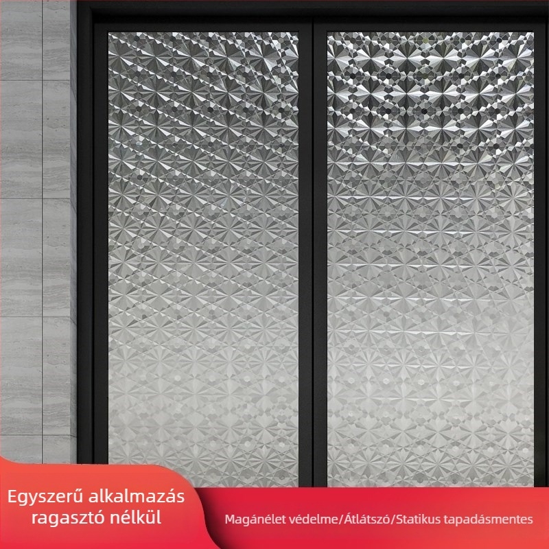 Fürdőszobai üvegfólia magánéletvédelme, matt felület, geometriai mintázat, egy darab (fürdőszobai ablakokra)