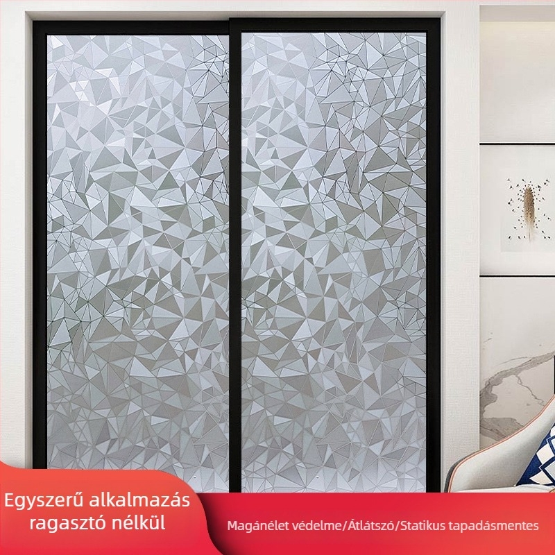 Fürdőszobai üvegfólia magánéletvédelme, matt felület, geometriai mintázat, egy darab (fürdőszobai ablakokra)