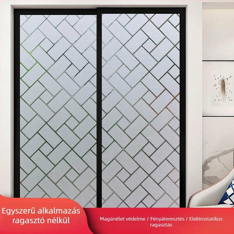 Fürdőszobai üvegfólia magánéletvédelme, matt felület, geometriai mintázat, egy darab (fürdőszobai ablakokra)