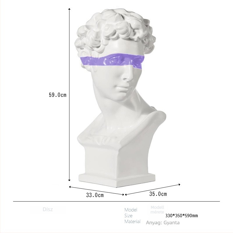 David fej szobor, nordic dizájnú asztali dísz a nappaliba - Márka: Top ten home furnishings; Anyag: Gyanta; Feldolgozás és testreszabás: Nem; Kivitel: Egyéb