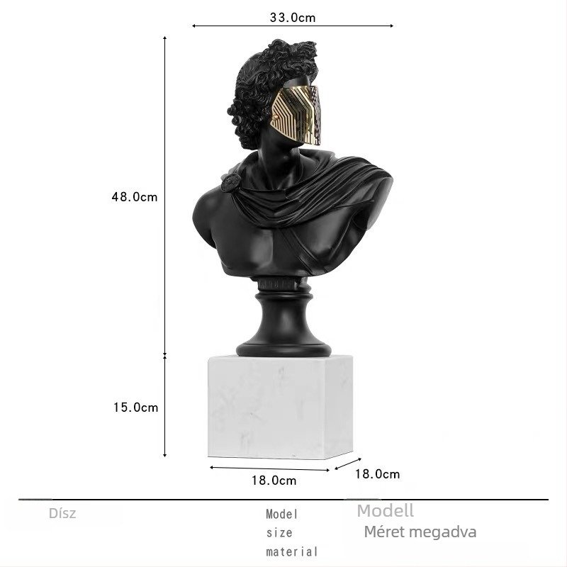 David fej szobor, nordic dizájnú asztali dísz a nappaliba - Márka: Top ten home furnishings; Anyag: Gyanta; Feldolgozás és testreszabás: Nem; Kivitel: Egyéb