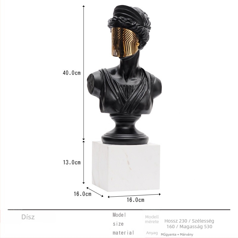 David fej szobor, nordic dizájnú asztali dísz a nappaliba - Márka: Top ten home furnishings; Anyag: Gyanta; Feldolgozás és testreszabás: Nem; Kivitel: Egyéb