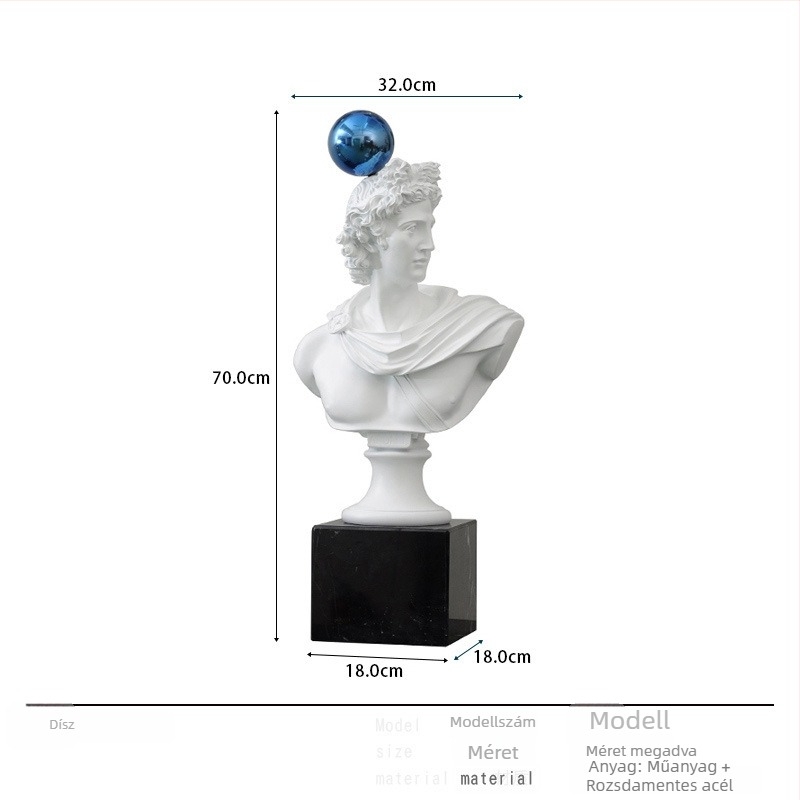 David fej szobor, nordic dizájnú asztali dísz a nappaliba - Márka: Top ten home furnishings; Anyag: Gyanta; Feldolgozás és testreszabás: Nem; Kivitel: Egyéb