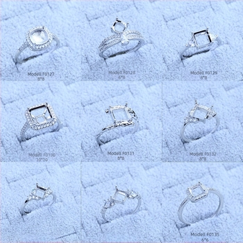 S925 ezüstözött gyűrűtartó hópehely mintával, Moissanite és cirkóniával, réz geometriai kijelző, elektrolitikus felületkezelés