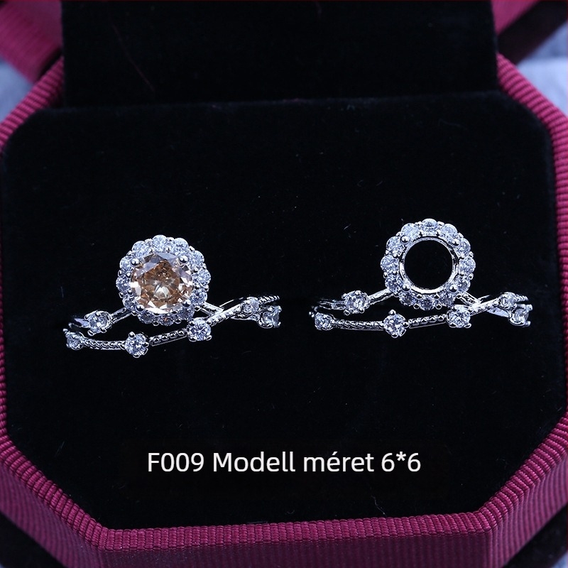 S925 ezüstözött gyűrűtartó hópehely mintával, Moissanite és cirkóniával, réz geometriai kijelző, elektrolitikus felületkezelés