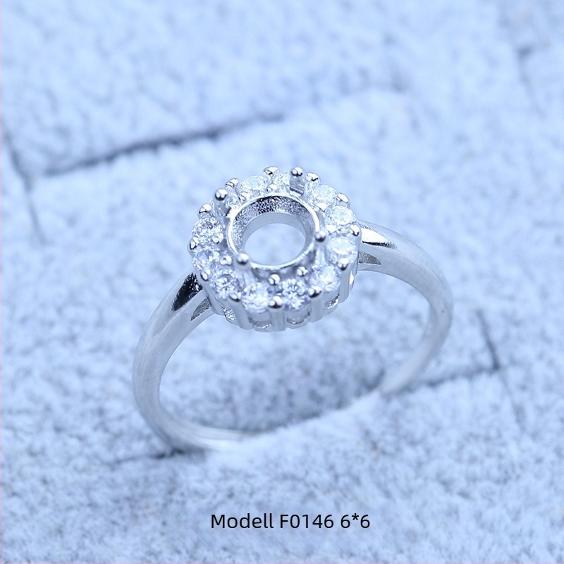 S925 ezüstözött gyűrűtartó hópehely mintával, Moissanite és cirkóniával, réz geometriai kijelző, elektrolitikus felületkezelés