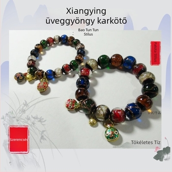 Etno-stílusú üvegből készült karkötő készlet, kézzel készített, 14 darab, uniszex kiegészítő