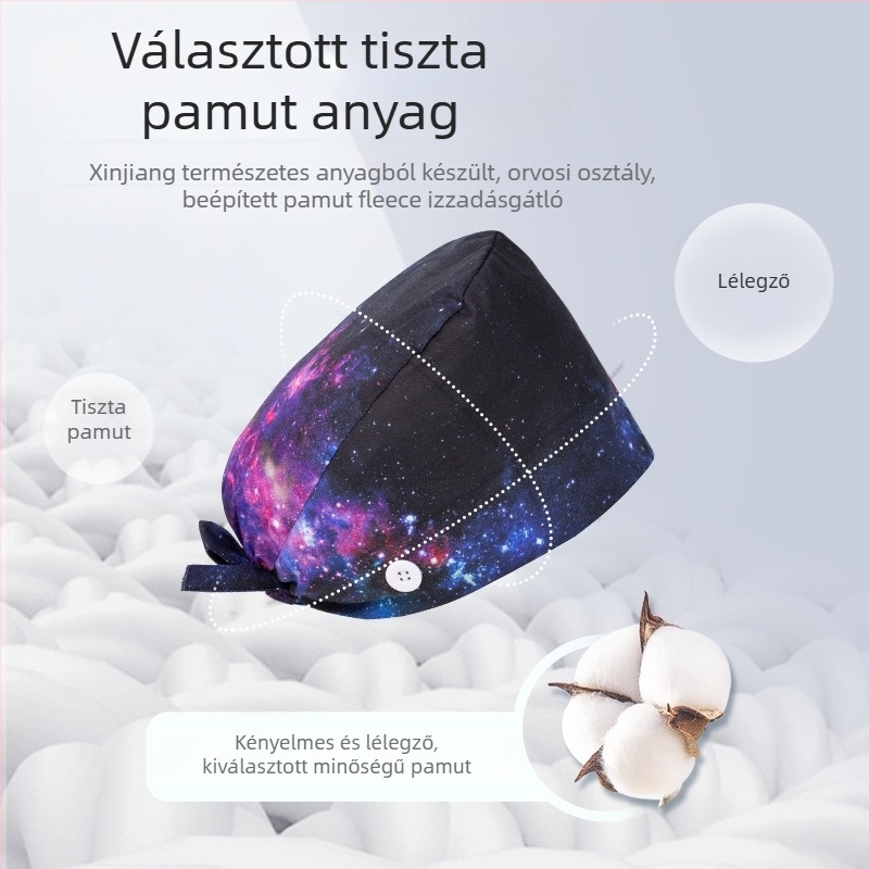 Műtéti sapka matt digitális nyomtatással és csattal, uniszex, pamut twill, graffiti mintázat