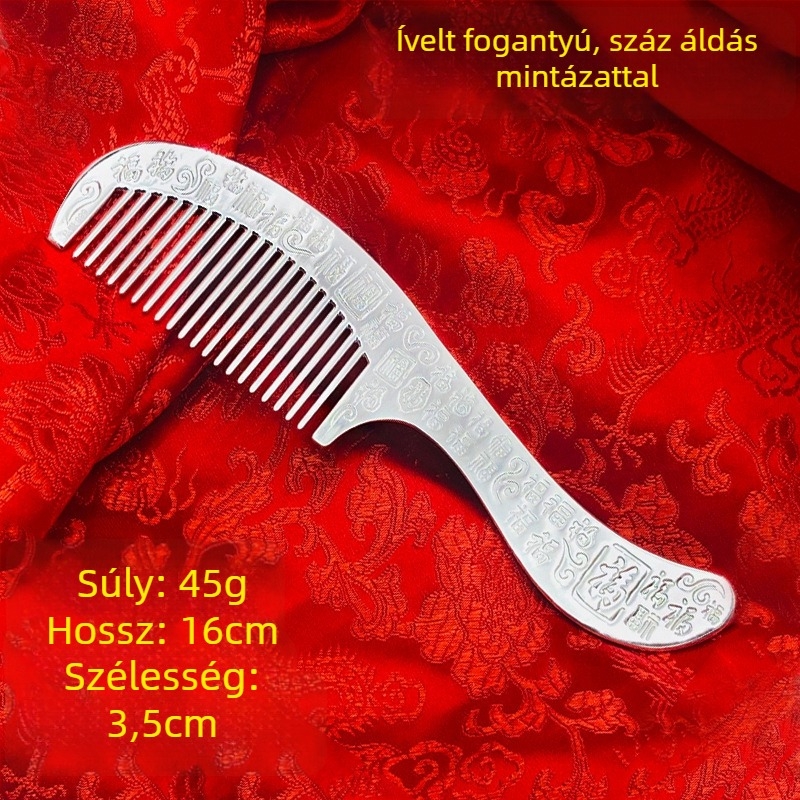 S999 tiszta ezüst hajkefe, virág alakú, kézzel készült, hajkiegészítő