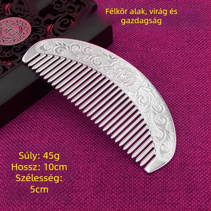 S999 tiszta ezüst hajkefe, virág alakú, kézzel készült, hajkiegészítő