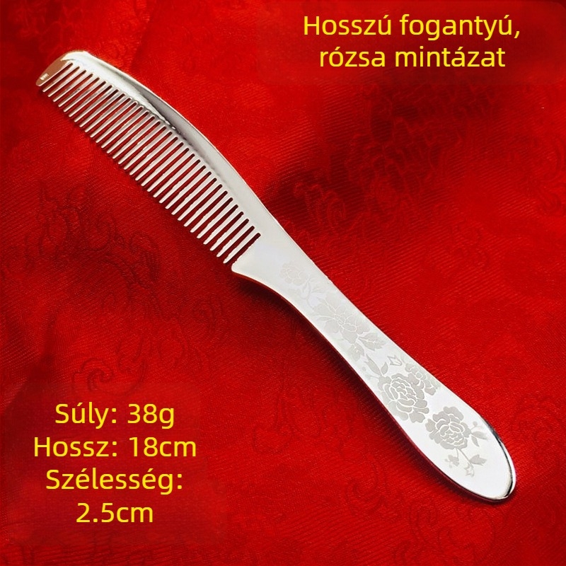 S999 tiszta ezüst hajkefe, virág alakú, kézzel készült, hajkiegészítő