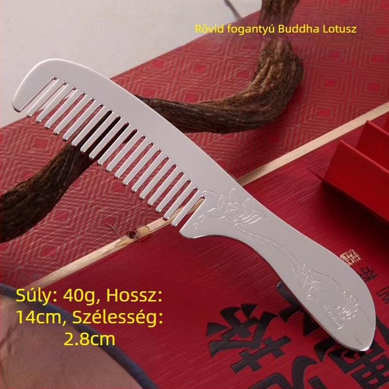 S999 tiszta ezüst hajkefe, virág alakú, kézzel készült, hajkiegészítő