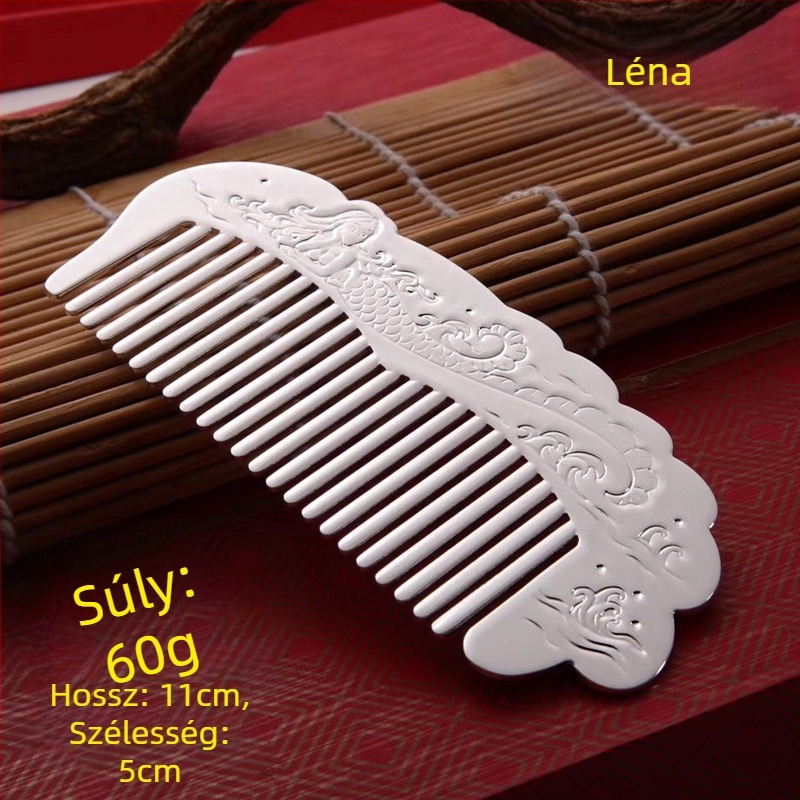 S999 tiszta ezüst hajkefe, virág alakú, kézzel készült, hajkiegészítő