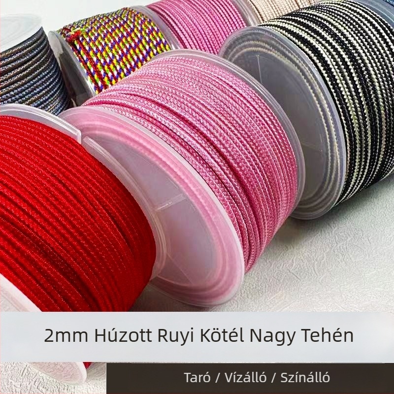 Kézzel szőtt zsinóros nyaklánc; anyag: zsinór; kivitelezés: kézi szövés; kész medálhoz