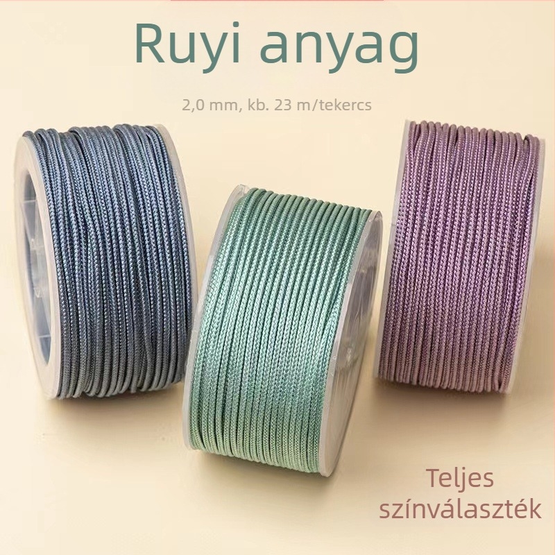 Kézzel szőtt zsinóros nyaklánc; anyag: zsinór; kivitelezés: kézi szövés; kész medálhoz