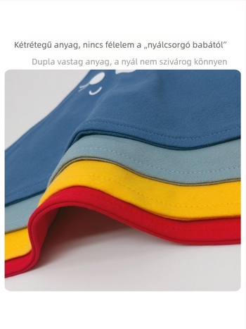 100% pamutból készült dupla rétegű bavette csecsemőknek, háromszög alakú, aranyos mintákkal, uniszex
