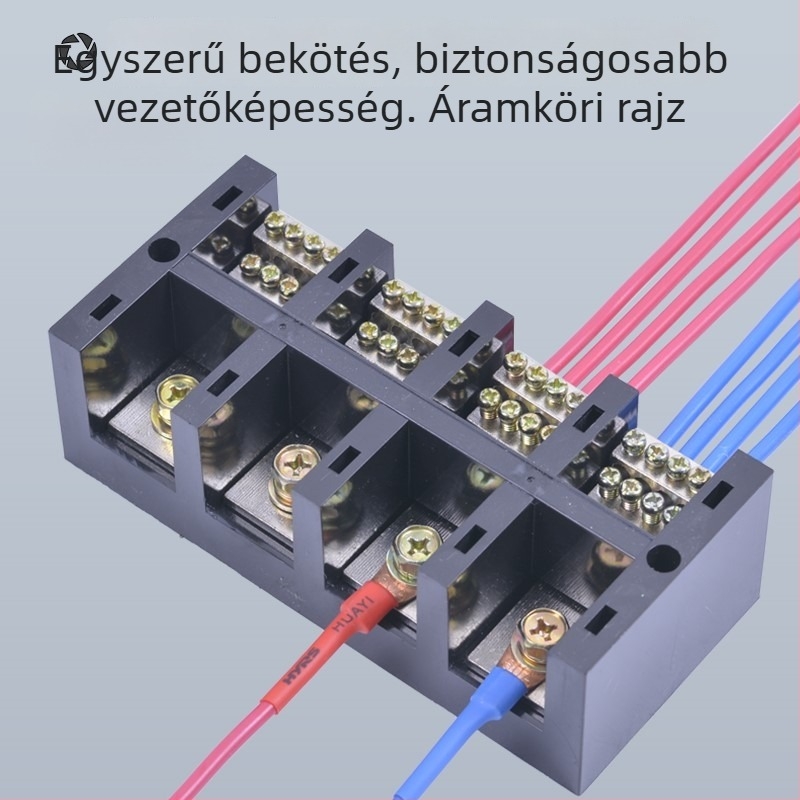Nagy teljesítményű terminál blokk 380V, 4 bemenet, 16 kimenet, háromfázisú négyvezetékes elosztó, 300A