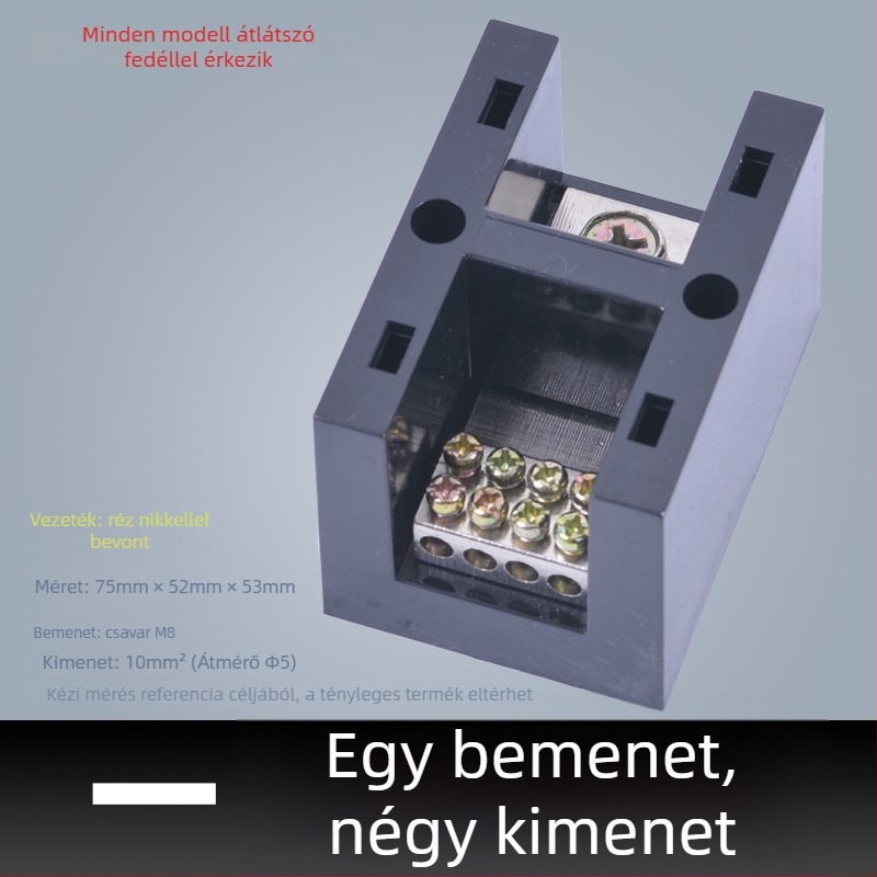 Nagy teljesítményű terminál blokk 380V, 4 bemenet, 16 kimenet, háromfázisú négyvezetékes elosztó, 300A